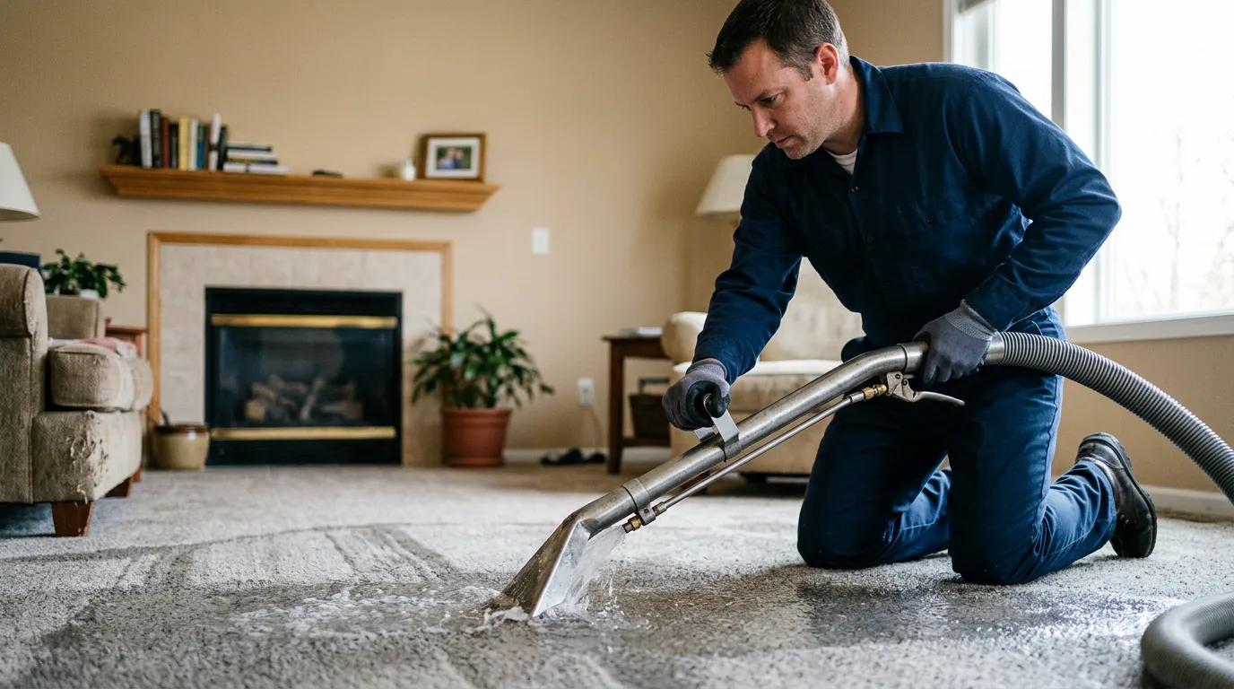 Water damage restoration technician working near Augusta Springs, VA